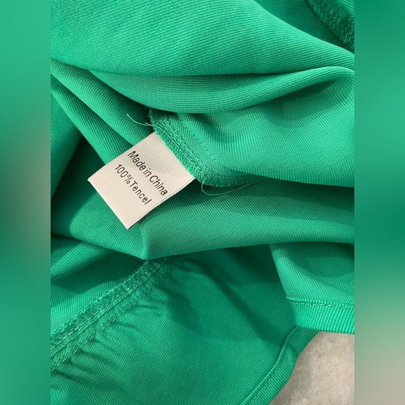 NWT Toofan Size L Jade Green Long Sleeve Pearl Button Front Tiered Shift Dress - Picture 14 of 14